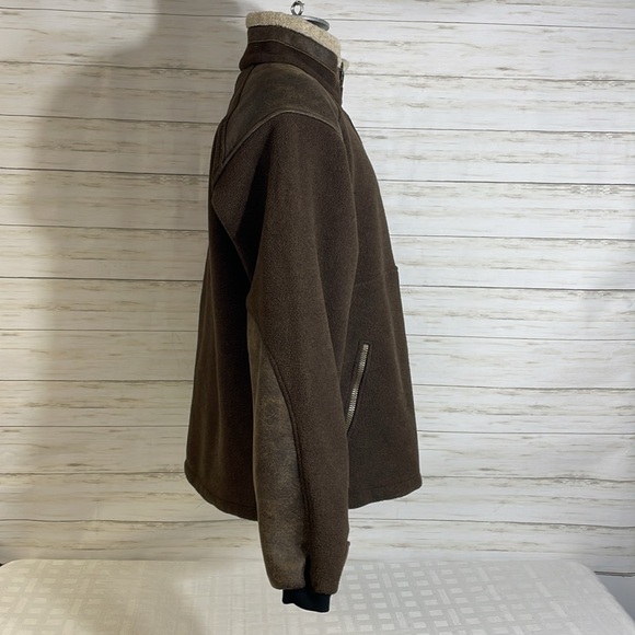 Kuhl Alpenwurx Heavy Fleece Suede Jacket Berber Collar Full Zip Pockets Large - Picture 4 of 16